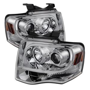 07-13 Ford Expedition Spyder Projector Headlights - Chrome, Lights Tube DRL