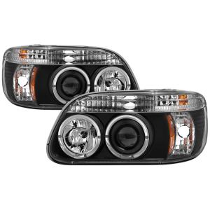 95-01 Ford Explorer Spyder Halo LED Projector Headlights - Black (1 Piece)