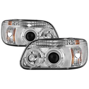 95-01 Ford Explorer Spyder Halo LED Projector Headlights - Chrome (1 Piece)