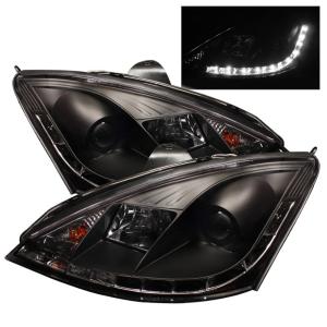 00-04 Ford Focus Spyder DRL LED Projector Headlights - Black
