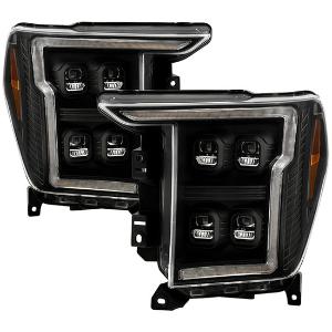 2020 - 2021 Ford F150 Halogen Model Only ( Not Compatible with Factory Xenon Model ) Spyder Apex Quad High-power LED Module (High Beam And Low Beam) Equipped Headlights - Black