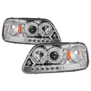 97-03 Ford F150, 97-02 Ford Expedition Spyder Halo LED Projector Headlights - Chrome (1 Piece)