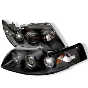 99-04 Ford Mustang Spyder Halo Projector Headlights - Black