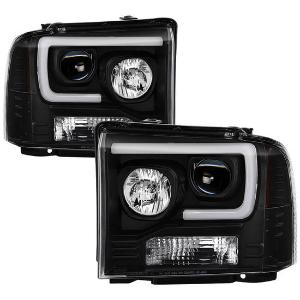 2005-2007 Ford F250/350/450 Super Duty Spyder Signature Light Bar Projector Headlights - Black