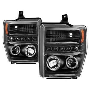 2008-2010 Ford F250/350/450 Super Duty Spyder Signature Projector Headlights - All Black