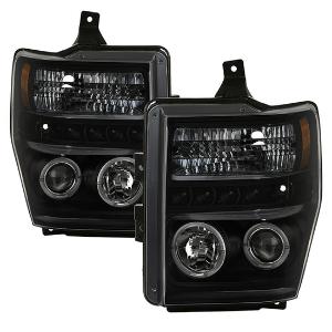 2008-2010 Ford F250/350/450 Super Duty Spyder Signature Projector Headlights - Black Smoke