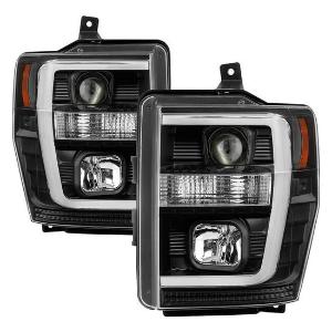 2008-2010 Ford F250/350/450 Super Duty Spyder Signature Version 2 Projector Headlights - Light Bar DRL - Black