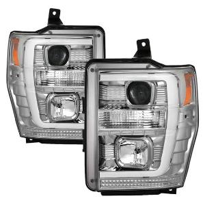 2008-2010 Ford F250/350/450 Super Duty Spyder Signature Version 2 Projector Headlights - Light Bar DRL - Chrome