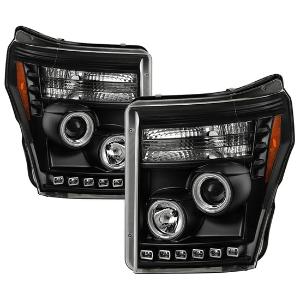 2011-2016 Ford F-250/F-350/F450 Super Duty Spyder Signature Projector Headlights - Black