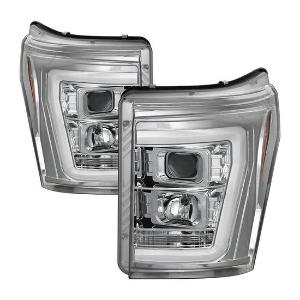 2011-2016 Ford F-250/F-350/F450 Super Duty Spyder Signature Version 2 Projector Headlights - Light Bar DRL - Chrome