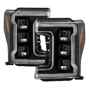 2017-2019 Ford F-250/F-350/F450 Super Duty Factory LED Model ( Not Compatible With Factory Halogen Model ) Spyder Apex High-Power LED Module (High Beam And Low Beam) Equipped Headlights - Black