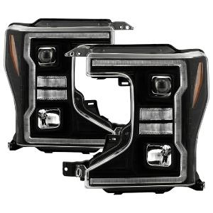2020 -2022 Ford F-250/F-350/F450 Super Duty Halogen Model Only ( Not Compatible With Factory LED Model ) Spyder Signature Projector Headlights - Black