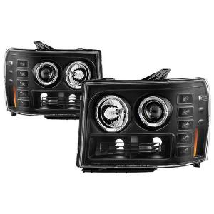 2007-2013 GMC Sierra 1500/2500/3500 / 2007-2013 GMC Sierra Denali / 2007-2013 GMC Sierra 2500HD/3500HD Spyder Signature Projector Headlights - All Black