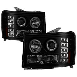 2007-2013 GMC Sierra 1500/2500/3500 / 2007-2013 GMC Sierra Denali / 2007-2013 GMC Sierra 2500HD/3500HD Spyder Signature Projector Headlights - Black Smoke