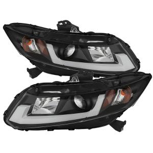 12-14 Honda Civic Spyder Projector Headlights, Light Bar DRL, Black, High H1 (Included), Low H1 (Included)
