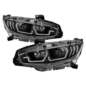 2016-2020 Honda Civic 2DR/4DR/Hatchback ( Not Compatible With Factory LED Headlight Equipped Vehicles ) Spyder Signature Projector Headlights - Black