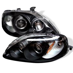 99-00 Honda Civic Spyder Halo Projector Headlights - Black