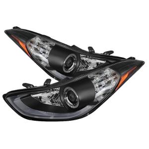 11-13 Hyundai Elantra Spyder LED Halo Projector Headlights DRL - Black (High H1 incl Low H7 incl)