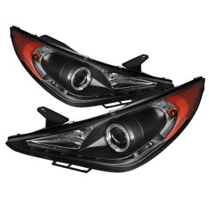 11-13 Hyundai Sonata Spyder Halo DRL LED Projector Headlights (Black)