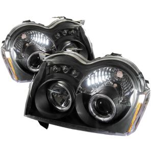 05-07 Jeep Grand Cherokee Spyder DRL LED Projector Headlights - Black