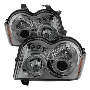 05-07 Jeep Grand Cherokee Spyder DRL LED Projector Headlights - Smoke