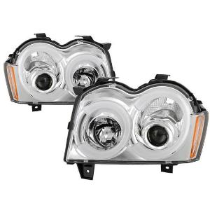 2005-2007 Jeep Grand Cherokee Spyder Signature Light Bar Projector Headlights - Chrome