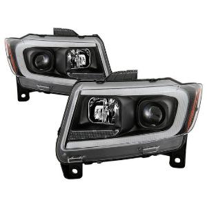 2011-2013 Jeep Grand Cherokee Halogen Model Only ( Not Compatible With Xenon/HID Model ) Spyder Signature Light Bar Projector Headlights - Black