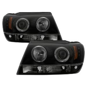 1999-2004 Jeep Grand Cherokee Spyder Signature Projector Headlights - Black Smoke