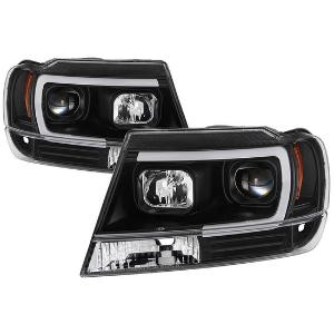 1999-2004 Jeep Grand Cherokee Spyder Signature Version 2 Light Bar Projector Headlights - Black