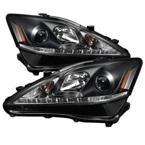 06-10 Lexus IS 250/350 Spyder Projector Headlights - Black, DRL