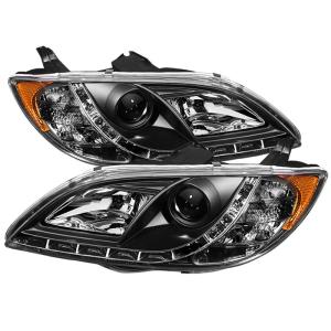 04-08 Mazda 3 (4Dr) Spyder DRL LED Projector Headlights - Black