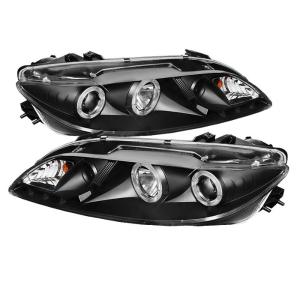 03-05 Mazda 6 Spyder Projector Headlights - Black, DRL, LED Halo