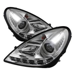 05-10 Mercedes Slk-class Spyder (Non HID) LED DRL (Daytime Running Lights) Projector Headlights - Chrome