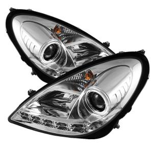 05-10 Mercedes Slk-class Spyder HID Type DRL (Daytime Running Lights) LED Projector Headlights - Chrome