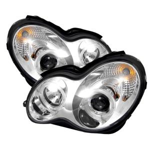 01-05 Mercedes C-class Spyder Halo Projector Headlights - Chrome