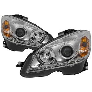 08-11 Mercedes C-class Spyder DRL LED Projector Headlights (Chrome)