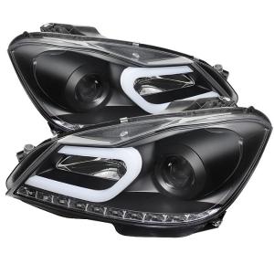 12-13 Mercedes C-class Spyder DRL Projector Headlights - Black (High H1 incl Low H7 incl)