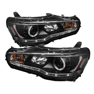 08-14 Mitsubishi Evolution (EVO-10), 08-14 Mitsubishi Lancer Spyder (Non HID Type) LED DRL (Daytime Running Lights) Projector Headlights - Black