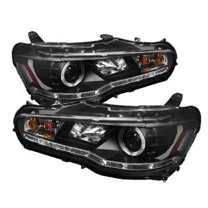 08-14 Mitsubishi Evolution (EVO-10), 08-14 Mitsubishi Lancer Spyder DRL LED Projector Headlights (Black)