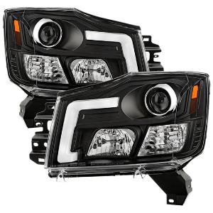 2004-2015 Nissan Titan, 2004-2007 Nissan Armada Spyder Signature Version 2 Projector Headlights - Black