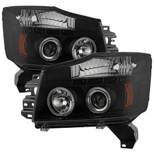 2004-2015 Nissan Titan, 2004-2007 Nissan Armada Spyder Signature Projector Headlights - Black Smoke