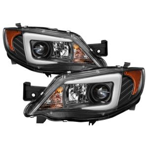 Subaru Impreza WRX 2008-2014 - Halogen Model Only ( Not Compatible With Xenon/HID Model ) Projector Headlights - Light Bar DRL - Black