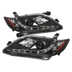 07-09 Toyota Camry Spyder LED DRL (Daytime Running Lights) Projector Headlights - Black
