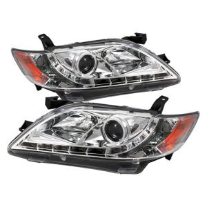 07-09 Toyota Camry Spyder LED DRL (Daytime Running Lights) Projector Headlights - Chrome