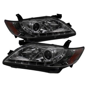 07-09 Toyota Camry Spyder LED DRL (Daytime Running Lights) Projector Headlights - Smoke