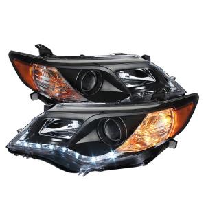 12-14 Toyota Camry Spyder DRL Projector Headlights - Black (High 9005 not incl Low 9006 incl)