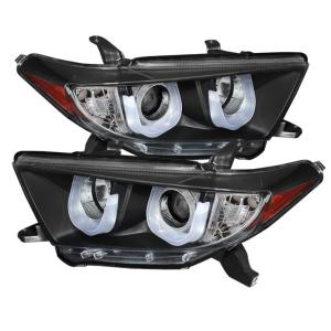 11-13 Toyota Highlander Spyder Projector Headlights 3D DRL - Black (High H1 incl Low H7 incl)