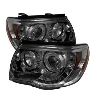 05-11 Toyota Tacoma Spyder Halo LED Projector Headlights - Smoke