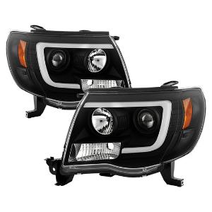2005-2011 Toyota Tacoma Spyder Signature Version 2 Projector Headlights - Light Bar DRL - Black