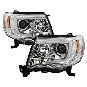 2005-2011 Toyota Tacoma Spyder Signature Version 2 Projector Headlights - Light Bar DRL - Chrome